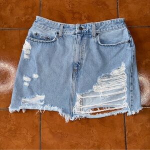 Carmar Distressed Denim Mini Skirt Size 30 Y2K Shredded Jean Skirt